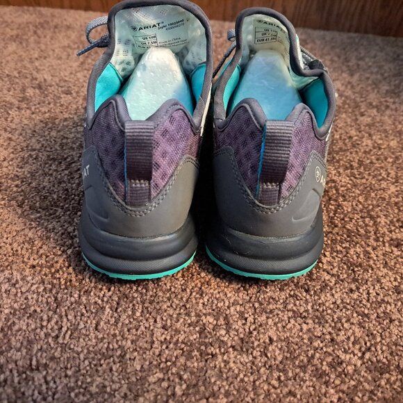Ariat Women's Fuse athletic shoe in a turquoise and gray ombre mesh design. - Picture 4 of 9